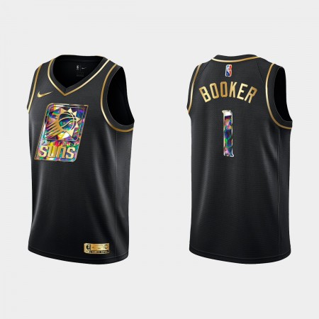 Maglia NBA Phoenix Suns Devin Booker 1 Nike 2021-22 Nero Golden Edition 75th Anniversary Diamond Swingman - Uomo